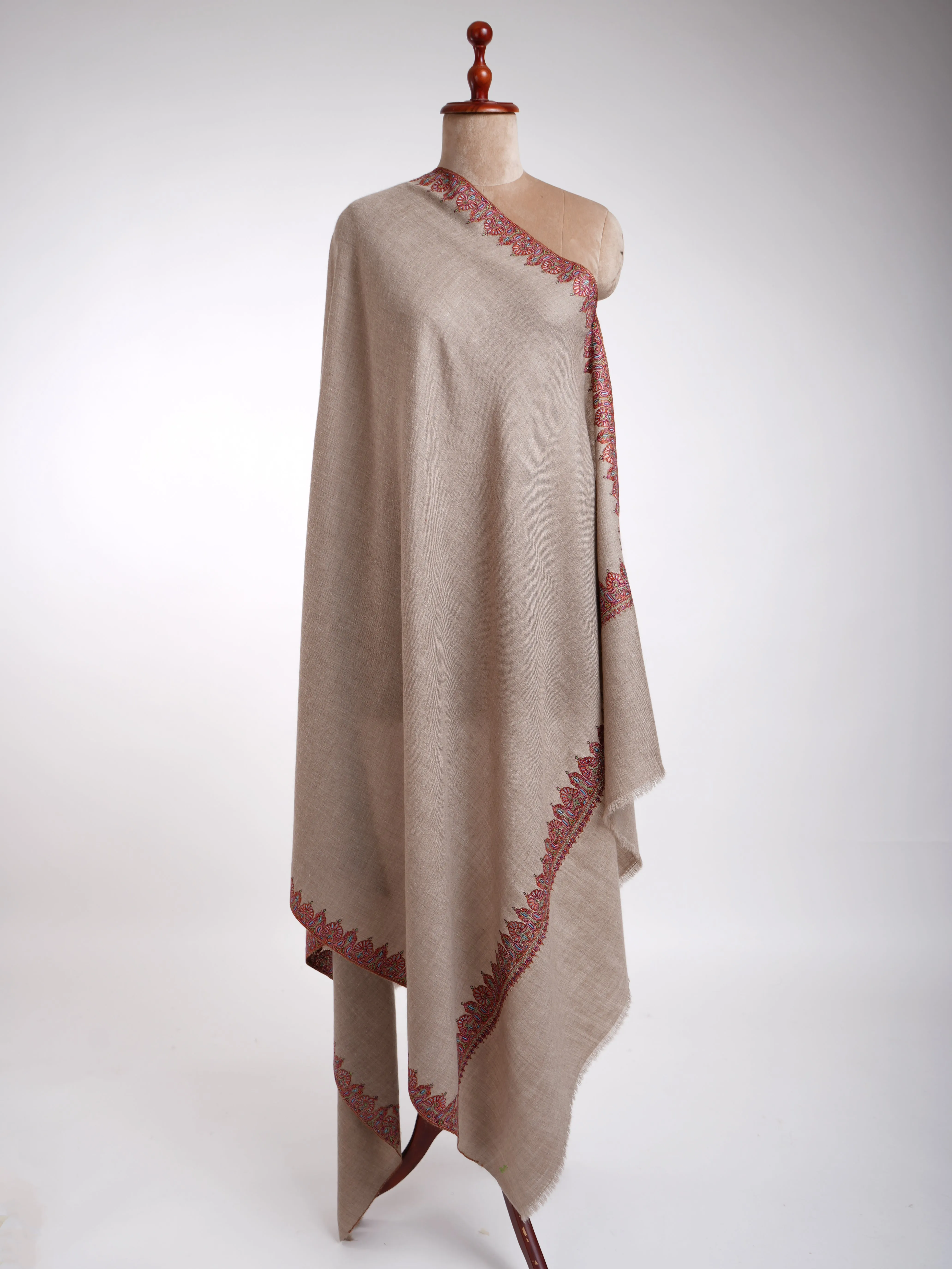 Natural Hand Kashmiri Embroidery Pashmina Shawl