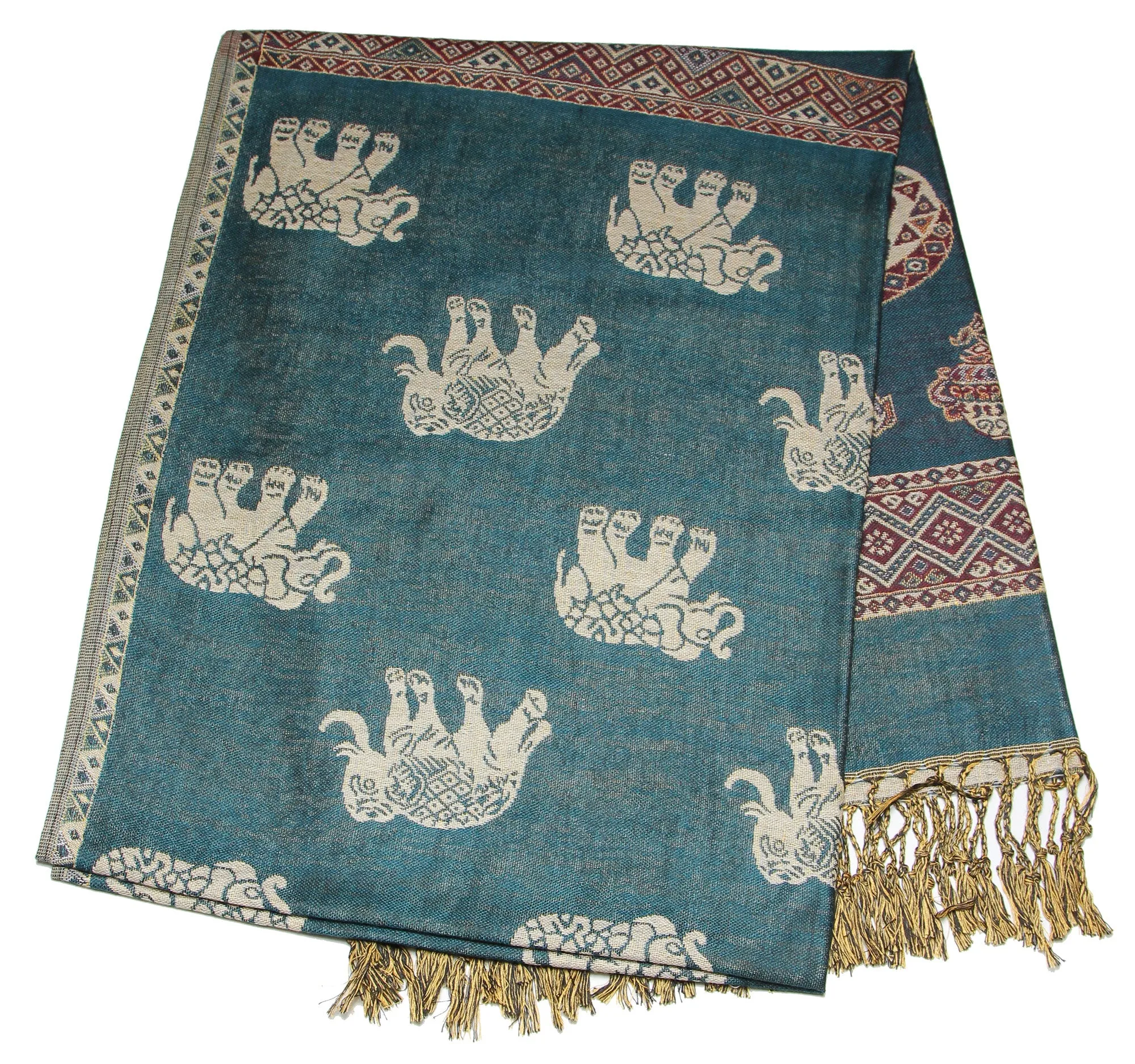 Nepal Hand Made Pashmina Shawl Scarf Dark Teal