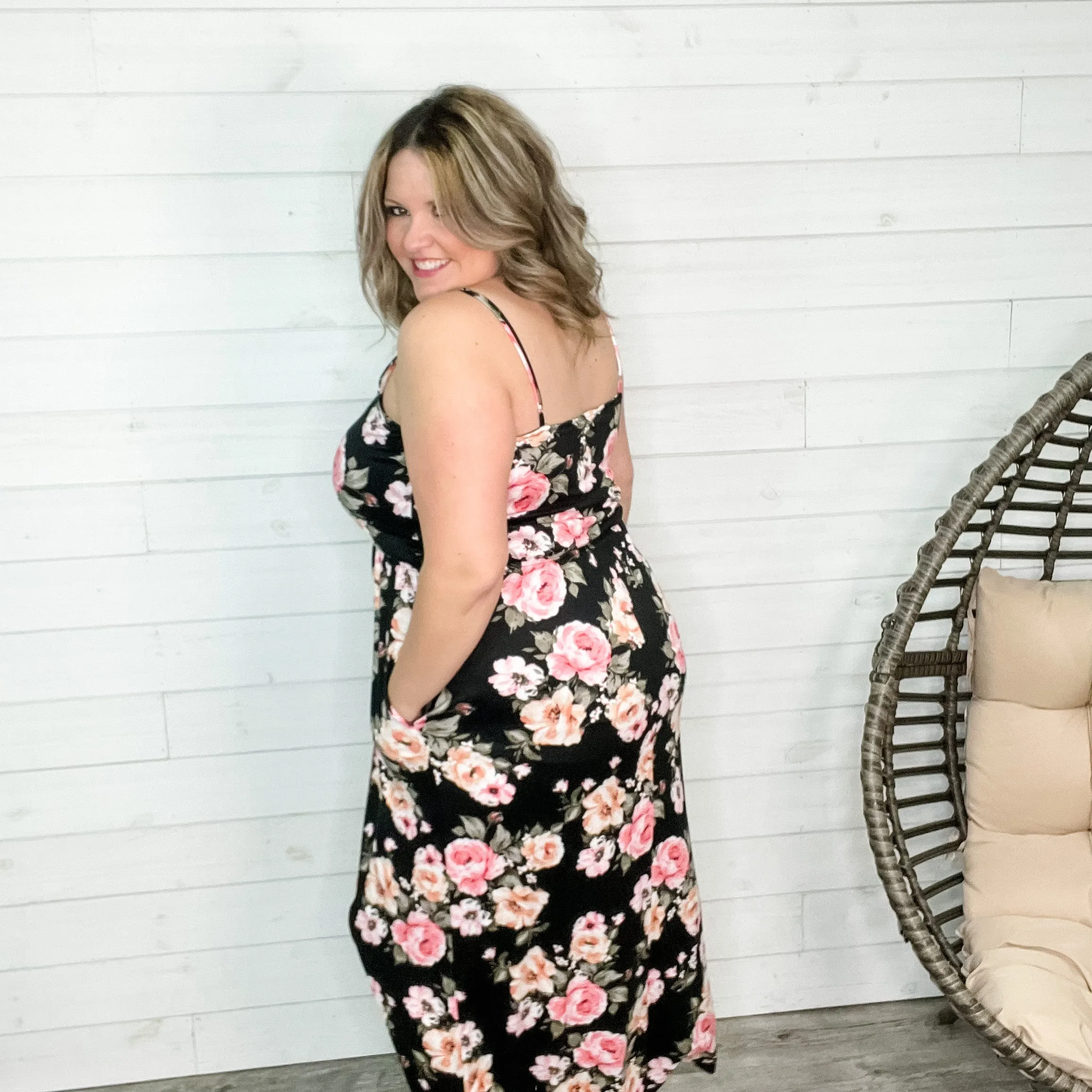 "The Kellie" Floral Adjustable Spaghetti Strap Maxi Dress