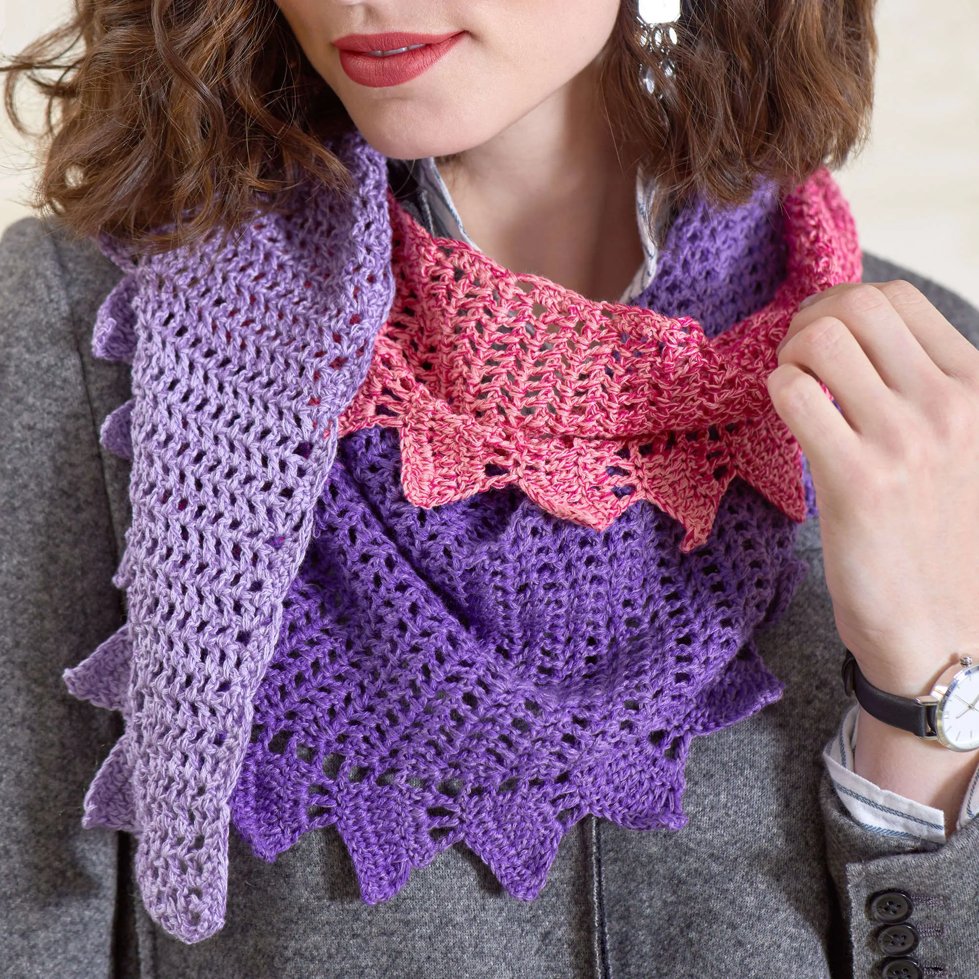 Red Heart Side-to-Side Crochet Shawl