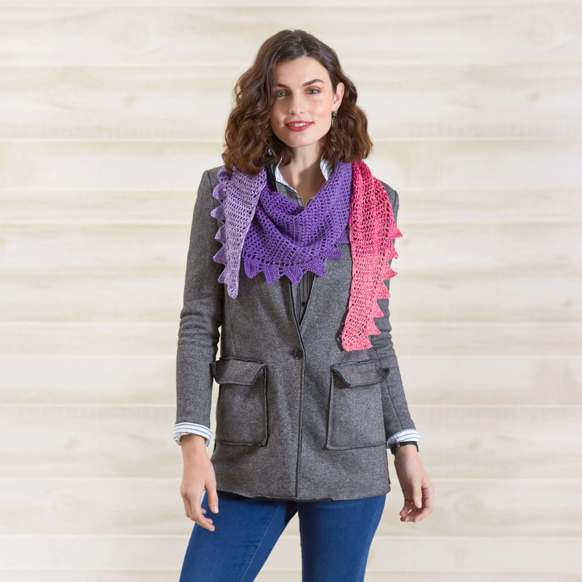 Red Heart Side-to-Side Crochet Shawl