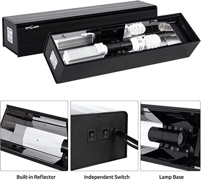 REPTIZOO 13W Reptile LED & UVB Terrarium Hood Lighting Fixture Combo Pack Kits