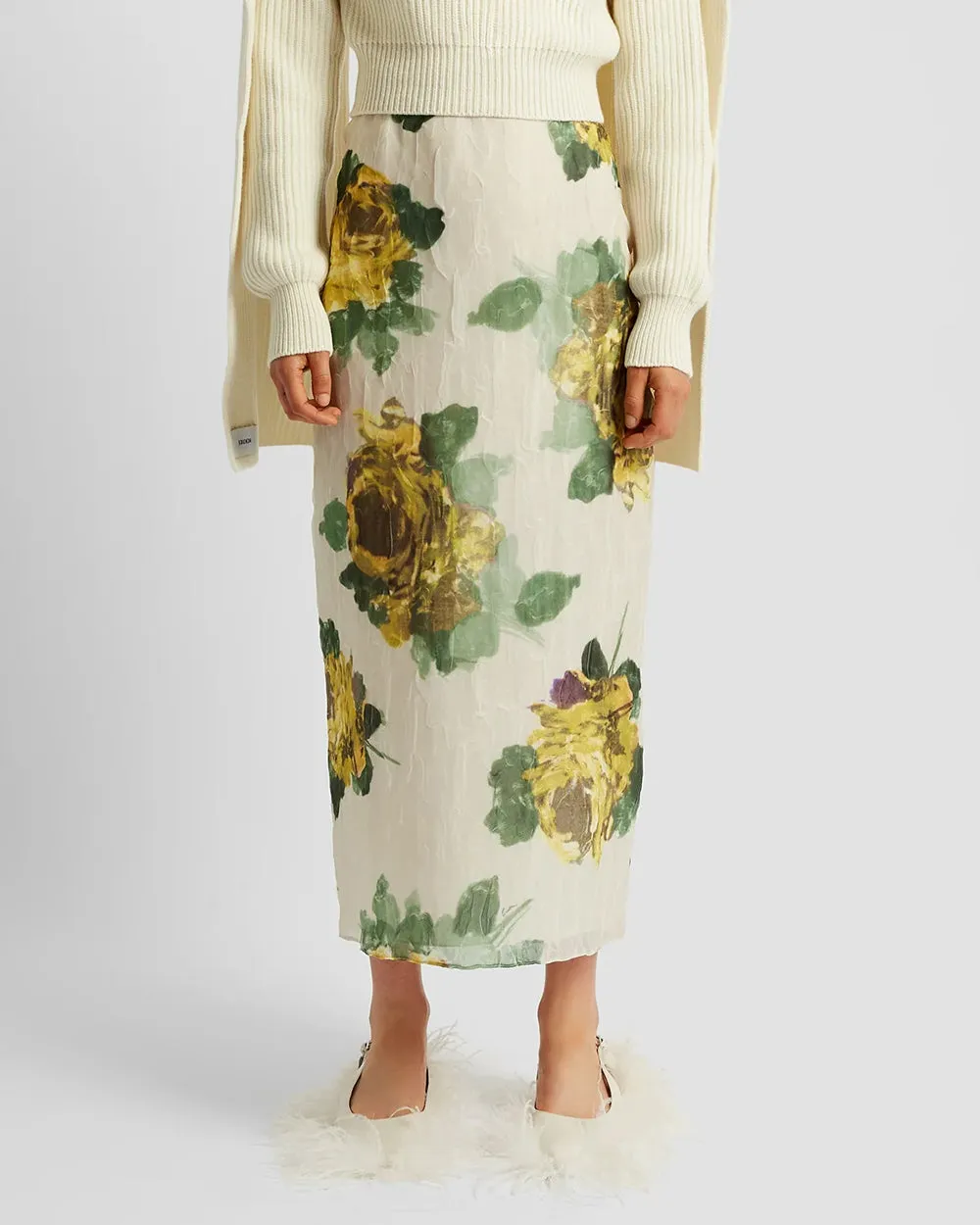 Rossini Rose Saffron Midi Slip Skirt