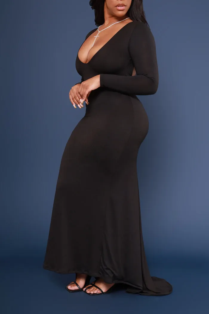Second Skin Sculpting V-Neck Bodycon Maxi Dress - Black
