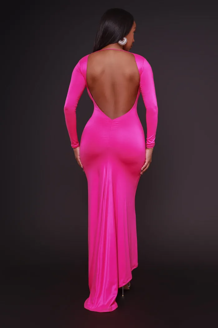 Second Skin Sculpting V-Neck Bodycon Maxi Dress - Fuchsia