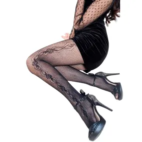 Sleek and Sexy Stockings: Plus Size Black-rose Fishnet Pantyhose