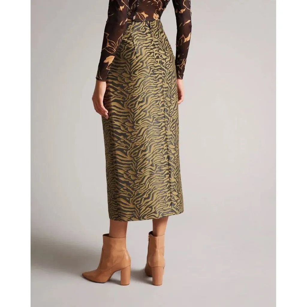 Ted Baker NWT Aaliyah Tiger Print Coated Pencil Skirt - Size 1