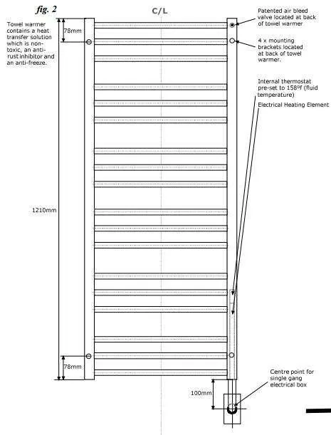 Tuzio Avento Hardwired or Plug in Towel Warmer - 19.5"w x 47.5"h