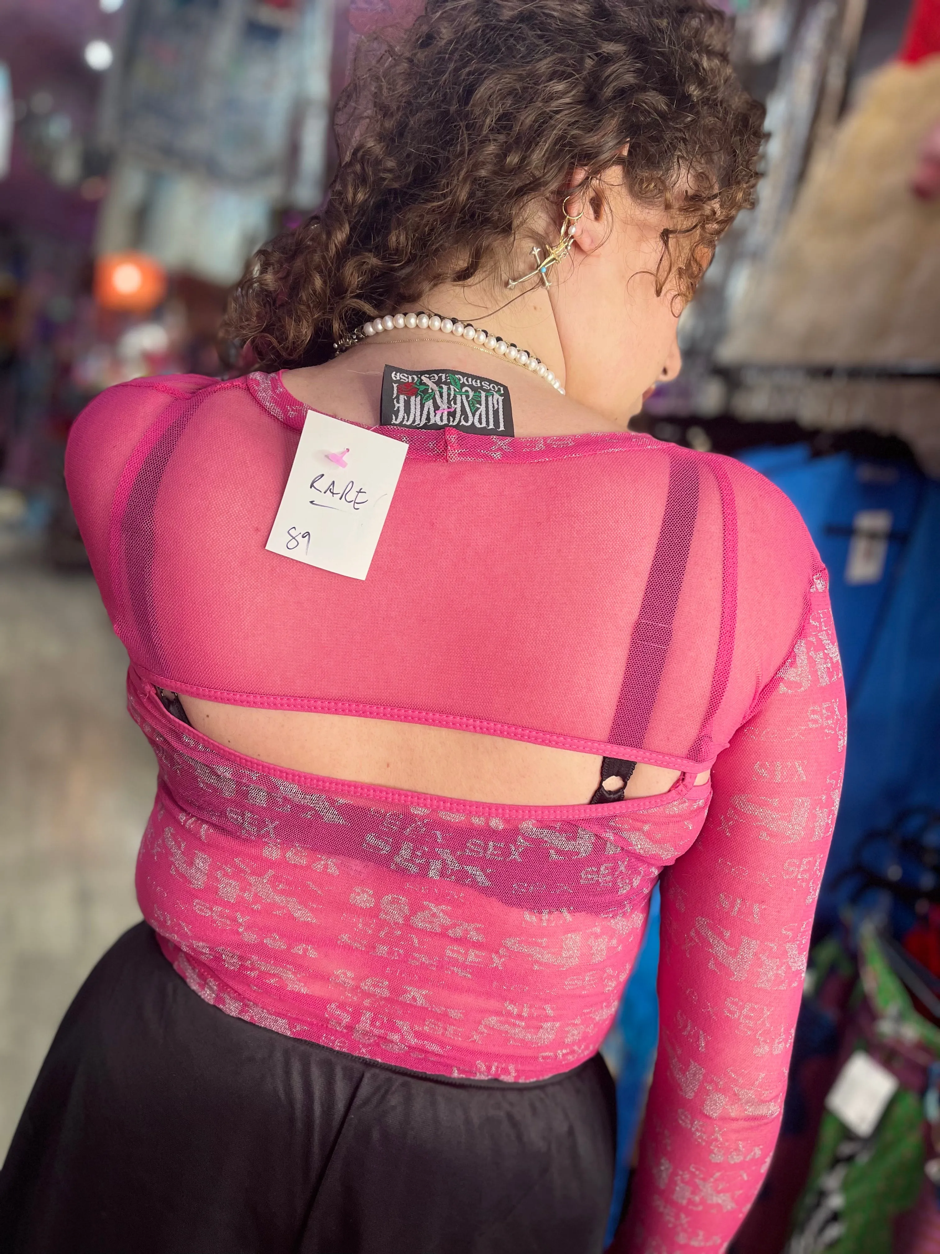 Vintage 90s RARE Pink Sheer Lip Service Top