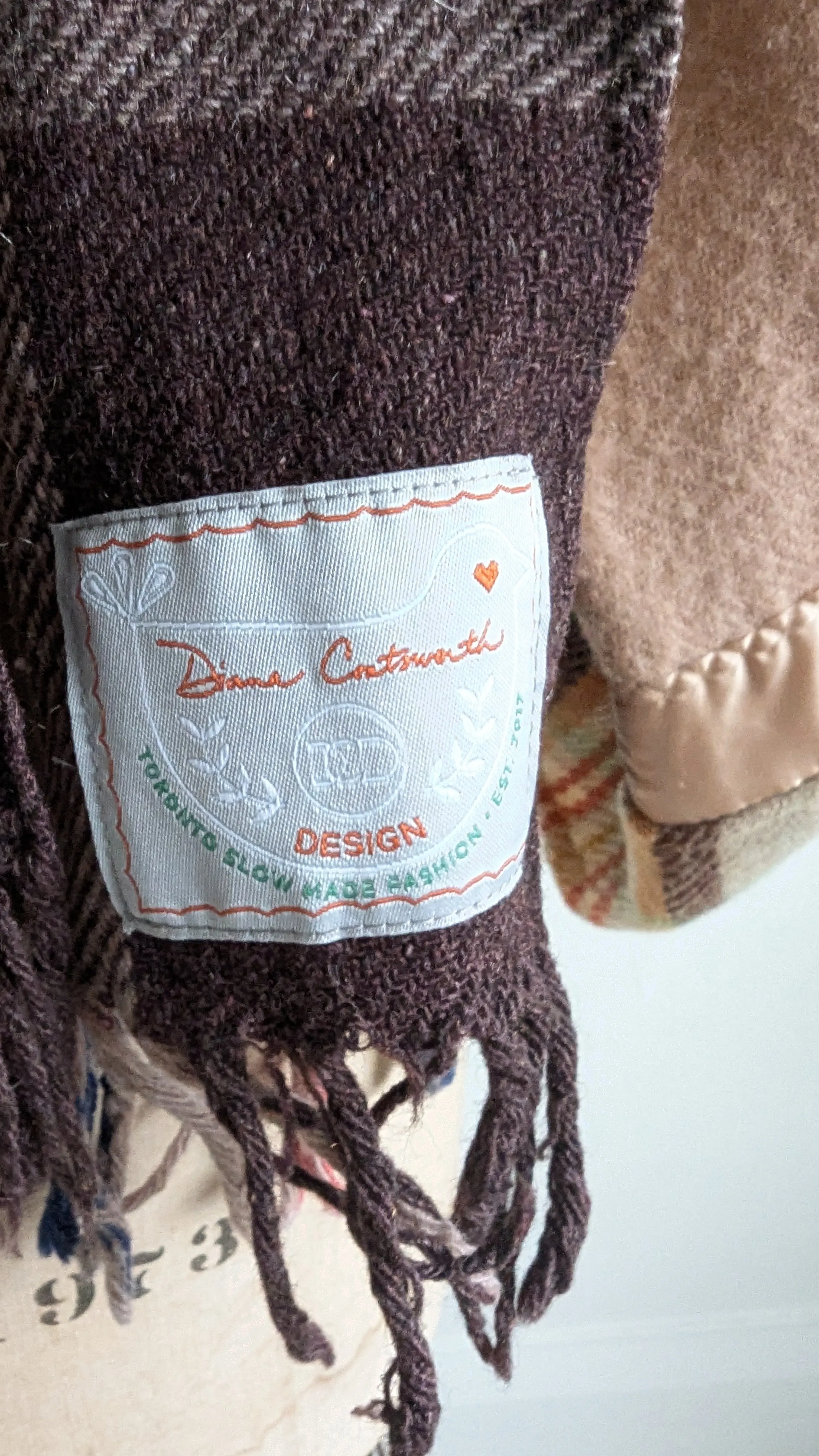 Vivianne Cropped Jacket with Upcycled Vintage Wool Blanket Size XL/2X #VIVW12