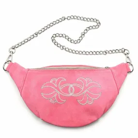 Women Suede Leather Adjustable Small Purse Handmade Pink Waist Bag