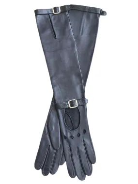 Women's fashion long leather gloves