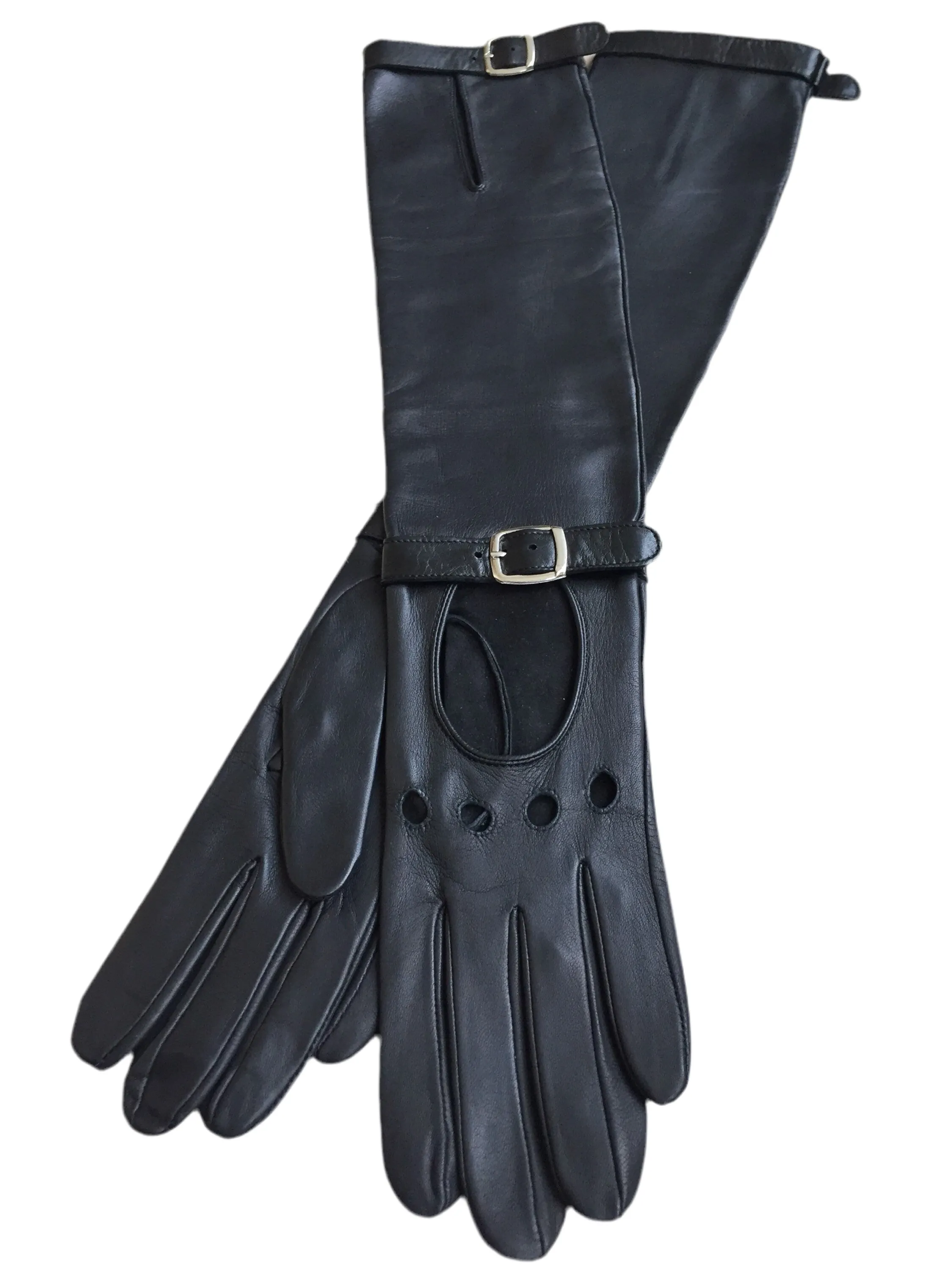Women's fashion long leather gloves