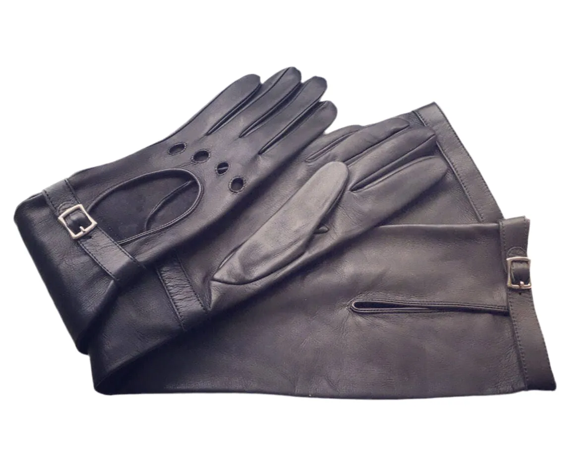 Women's fashion long leather gloves