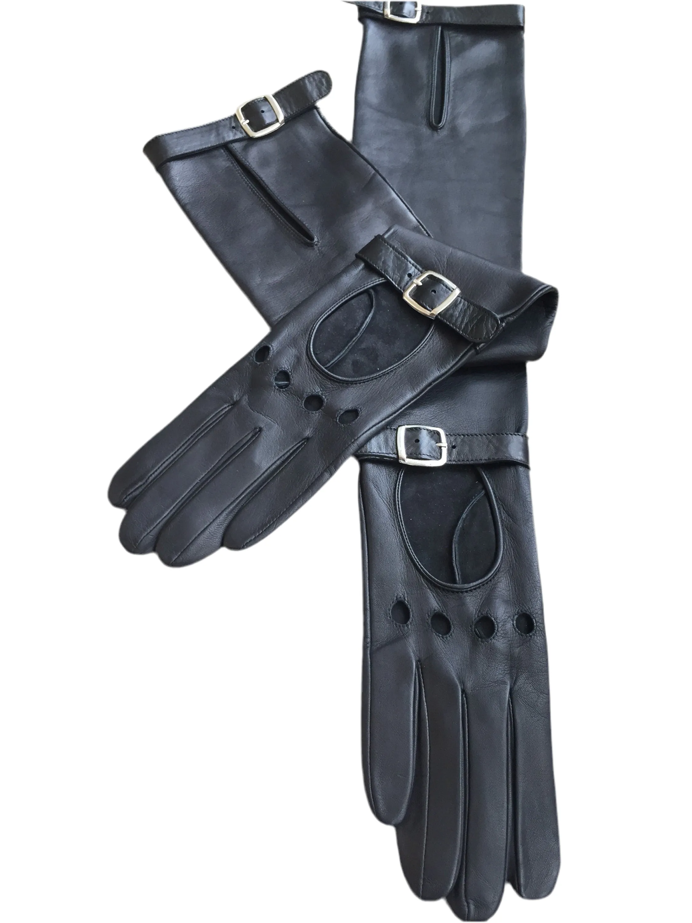 Women's fashion long leather gloves