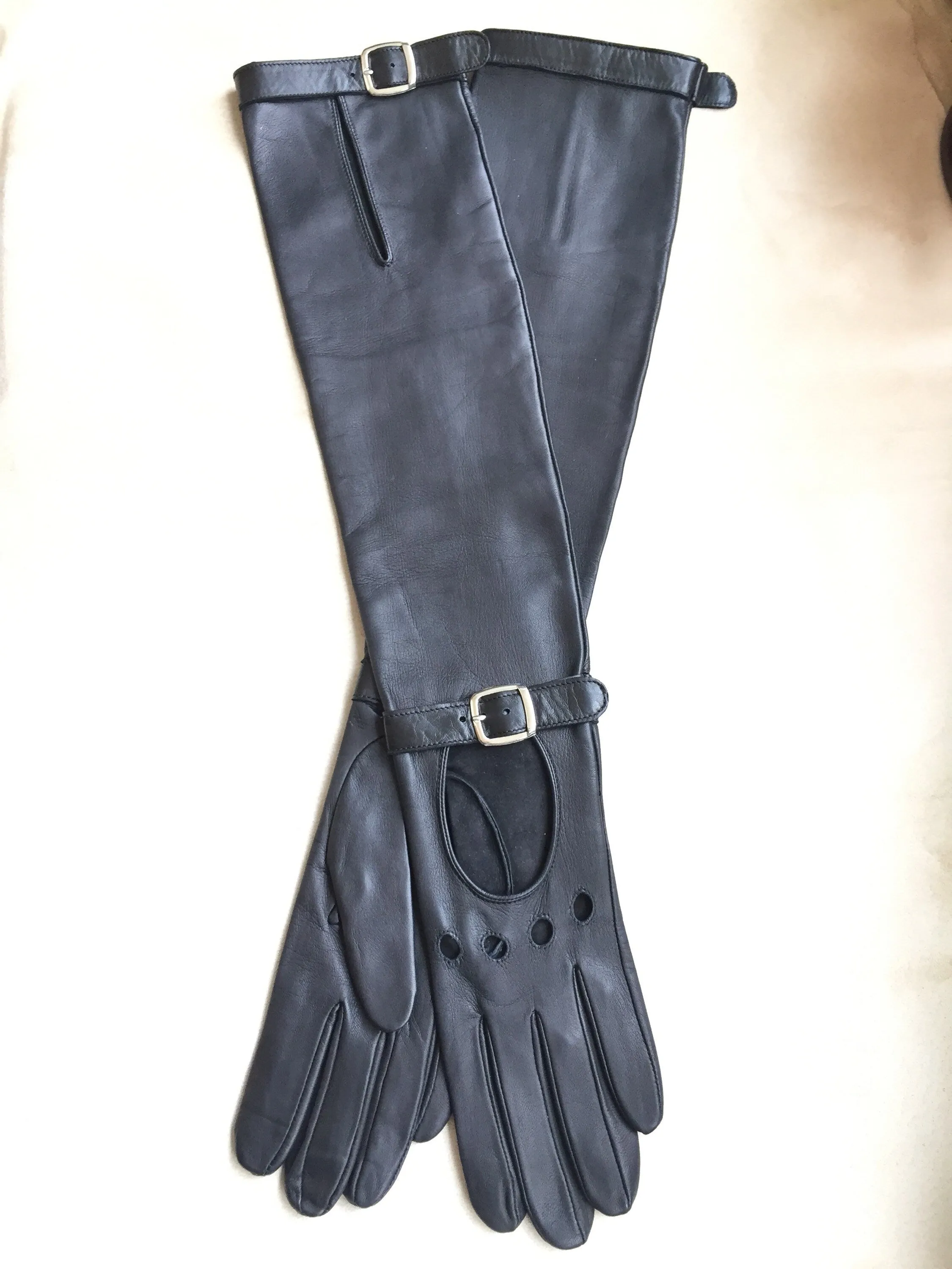 Women's fashion long leather gloves