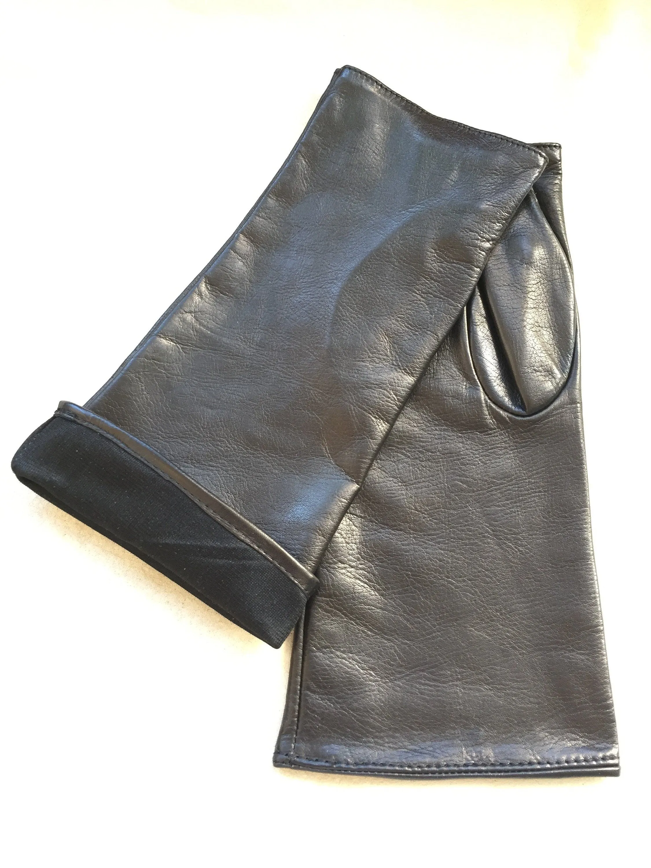 Women's fingerless leather gloves,  arm warmers