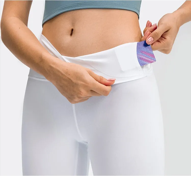 Yoga Pants With Pocket Women Buttery Soft Bare White Workout Gym High Waist Fitness Tights Sport Leggings