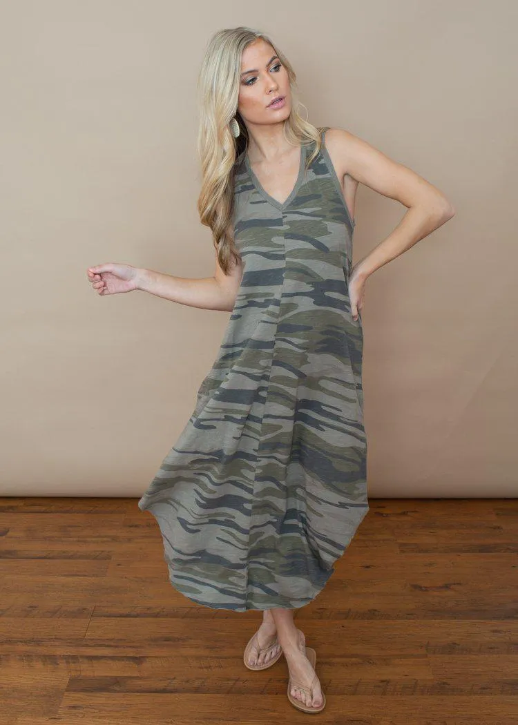 Z Supply Reverie Midi Dress - Camo Green