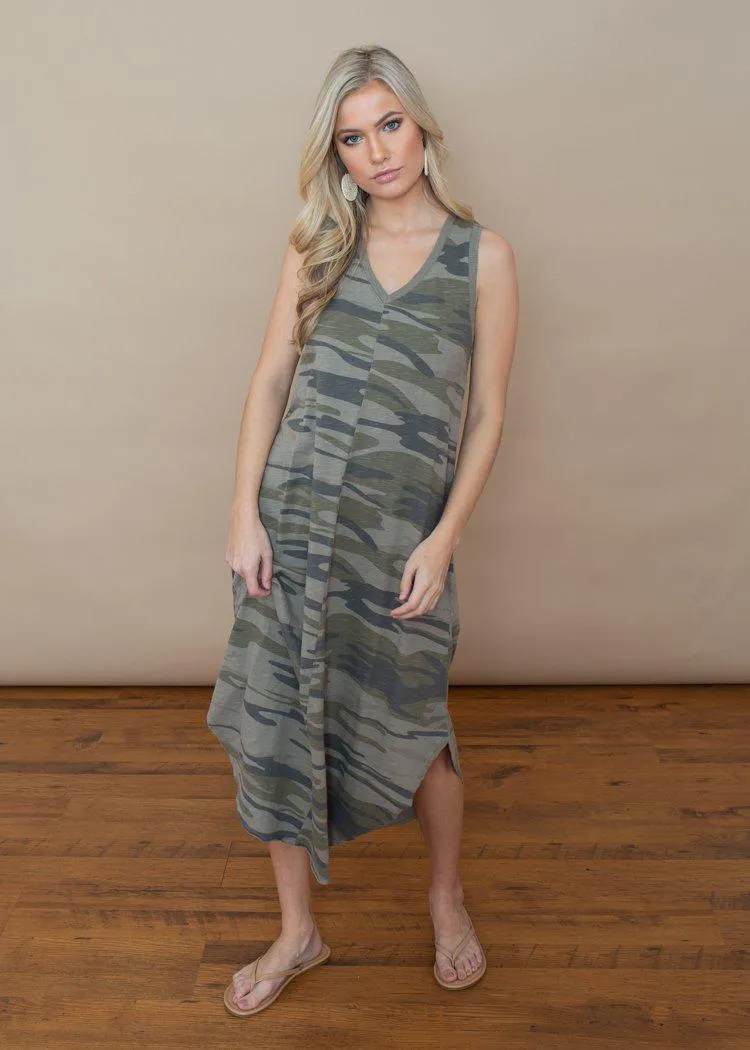 Z Supply Reverie Midi Dress - Camo Green